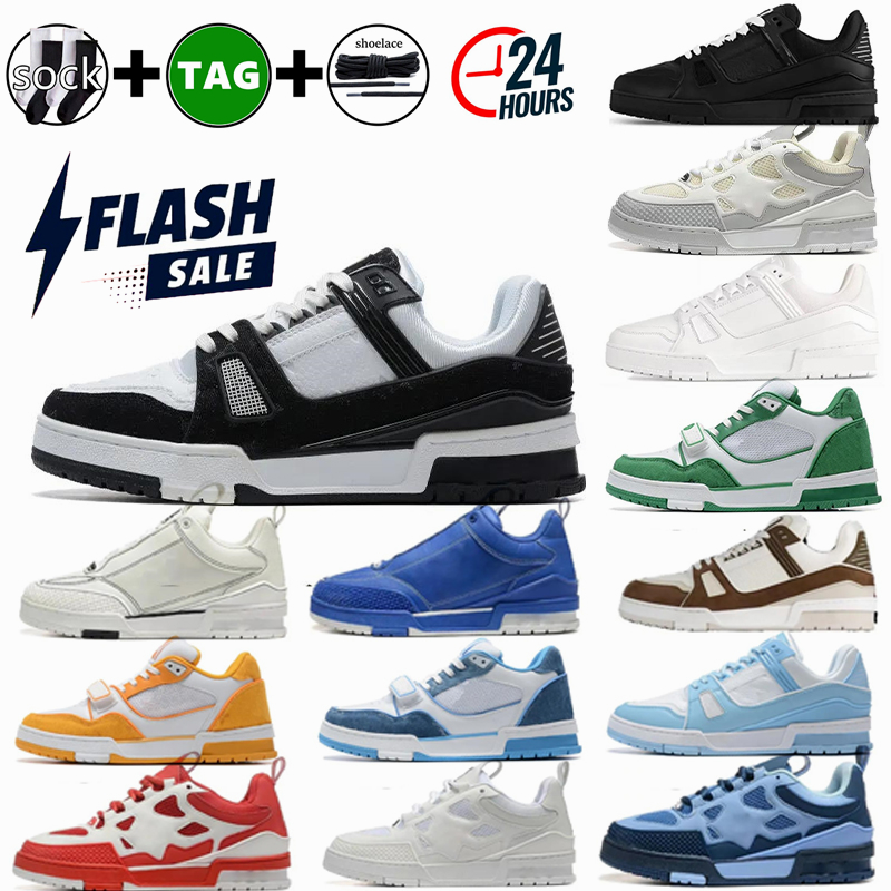 NEW Skate Shoes Designer lvs Men Women Sneakers Casual Shoes red High Quality Fashion Lace-up Low-top Sport Breathable ly leather flower vuittonshoes Trainers