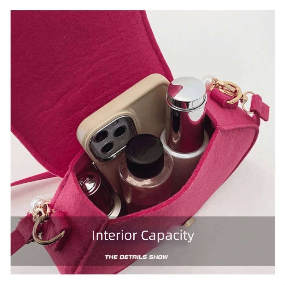 Chic Design Pearl Handheld Women's Shaped Felt Single-shoulder Solid Color Shell Bag for Girls Students XJ260125