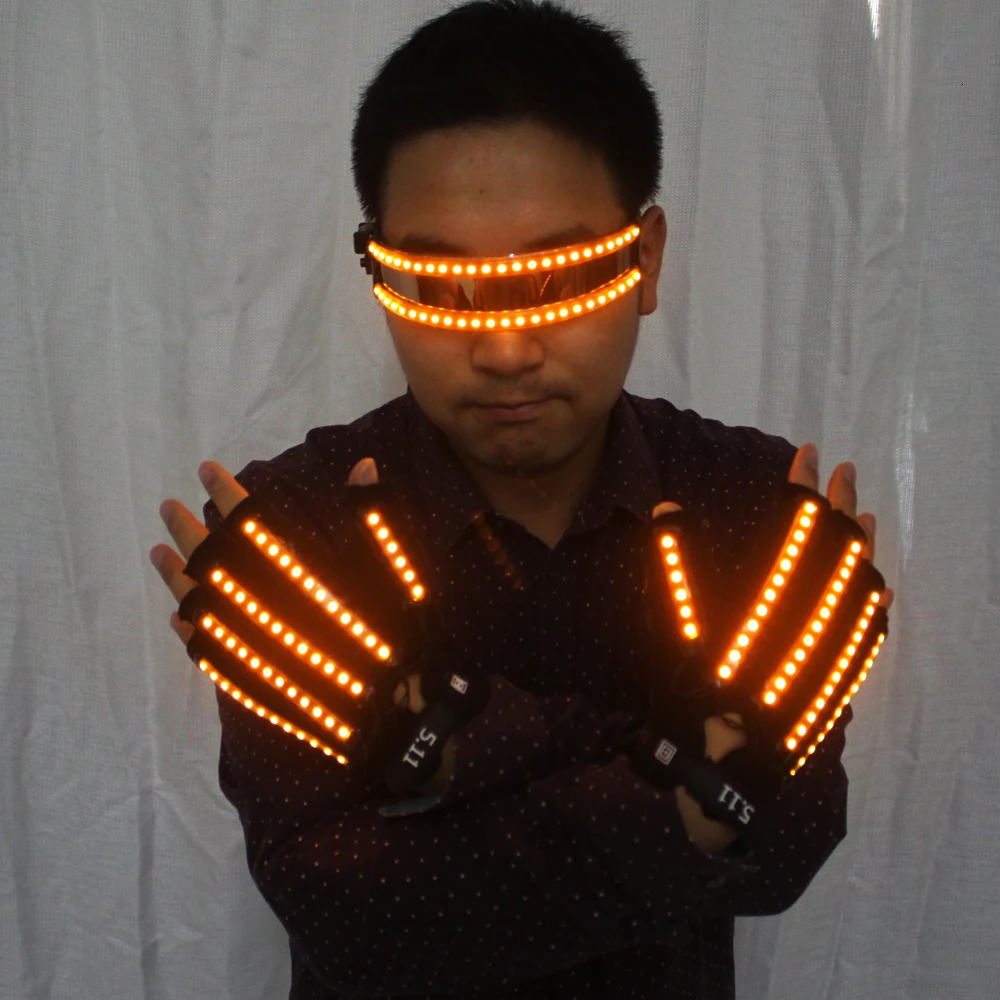 LED Glow Gloves Rave Light Flashing Finger Lighting Glow Mittens Magic Black Luminous Gloves Party Supplies Halloween 260126