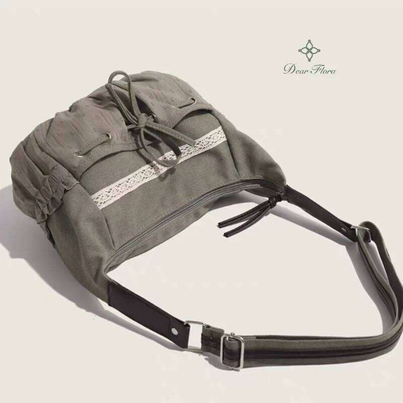 Cute Sweet Girl Bow Canvas Crossbody Women Vintage Casual Shoulder Bags Ladies Retro Messenger Bag Showy Handbag Chic Purses XJ260125