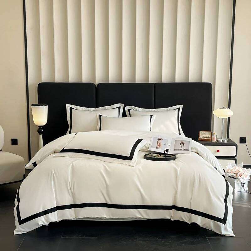 For 2025 Luxury Hotel Bedding Sets Thick Brushed Bed Sheets White Duvet Cover Set Pillowcase Four Piece Fully Enclosed for Home Y260124