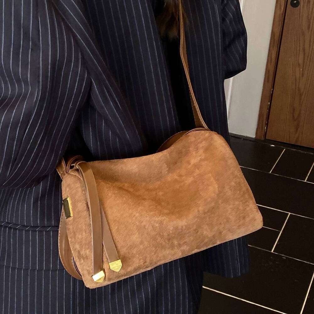 High-end Suede Crossbody Bag Women's Large Capacity Square Handbags Winter New Solid Color Shopping Single Shoulder Pack XJ260125