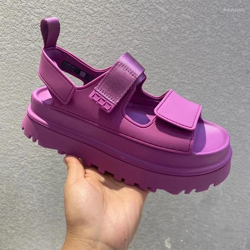 Sandals Rose Pink Thick-soled Summer Women Casual Breathable Comfortable Open-toed Viscose Buckle Luxury