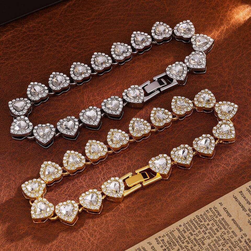 ZAKOL 3Pcs/Set Shiny Heart-shaped Rhinestone Stainless Steel Bracelet Hip-hop Rock Fashion Stackable Bangles Jewelry XJ260127