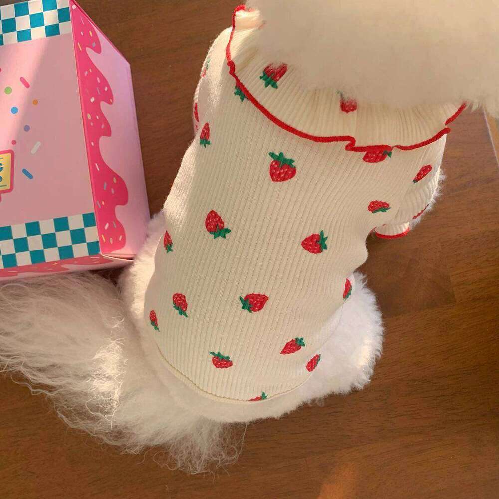 Cat Breathable Strawberry Summer Cute & Clothing for Small Dog Vest Ruffled Collar Pet Clothes pet supplies