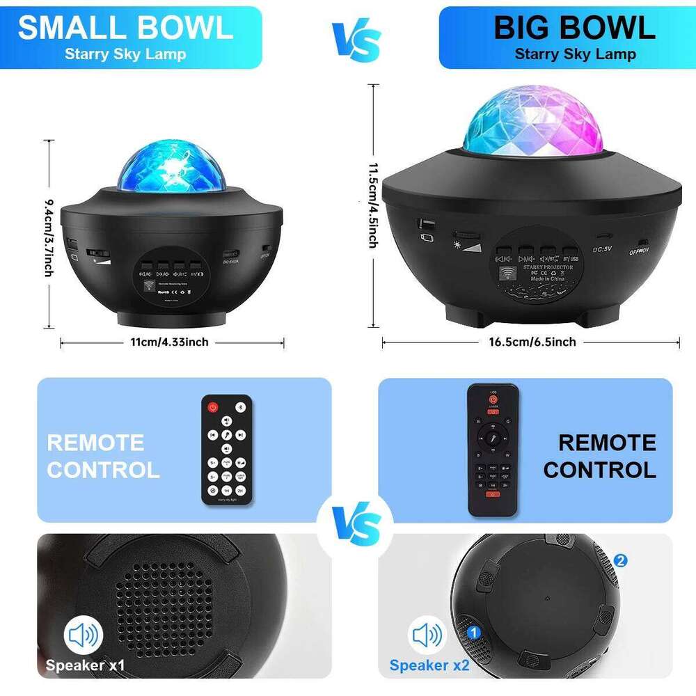 Starry Galaxy Night with Ocean Wave Music Speaker Sky Light Projector for Bedroom Decoration Birthday Gift Party Z260127