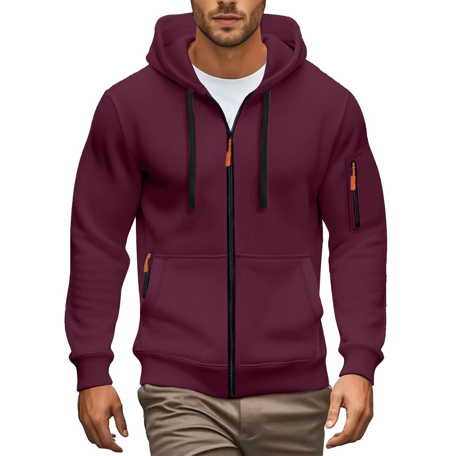 Free Shipping 2026 new men's hoodie hooded zipper cardigan men's sports and leisure coat hot sale size s-3xl