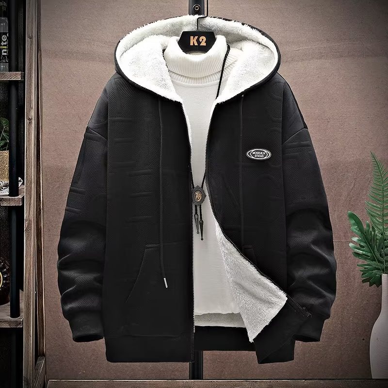 Free Shipping Winter New Men Fashionable Thick Zipper Hoodie Trendy Loose and Versatile Coat Hot Sale