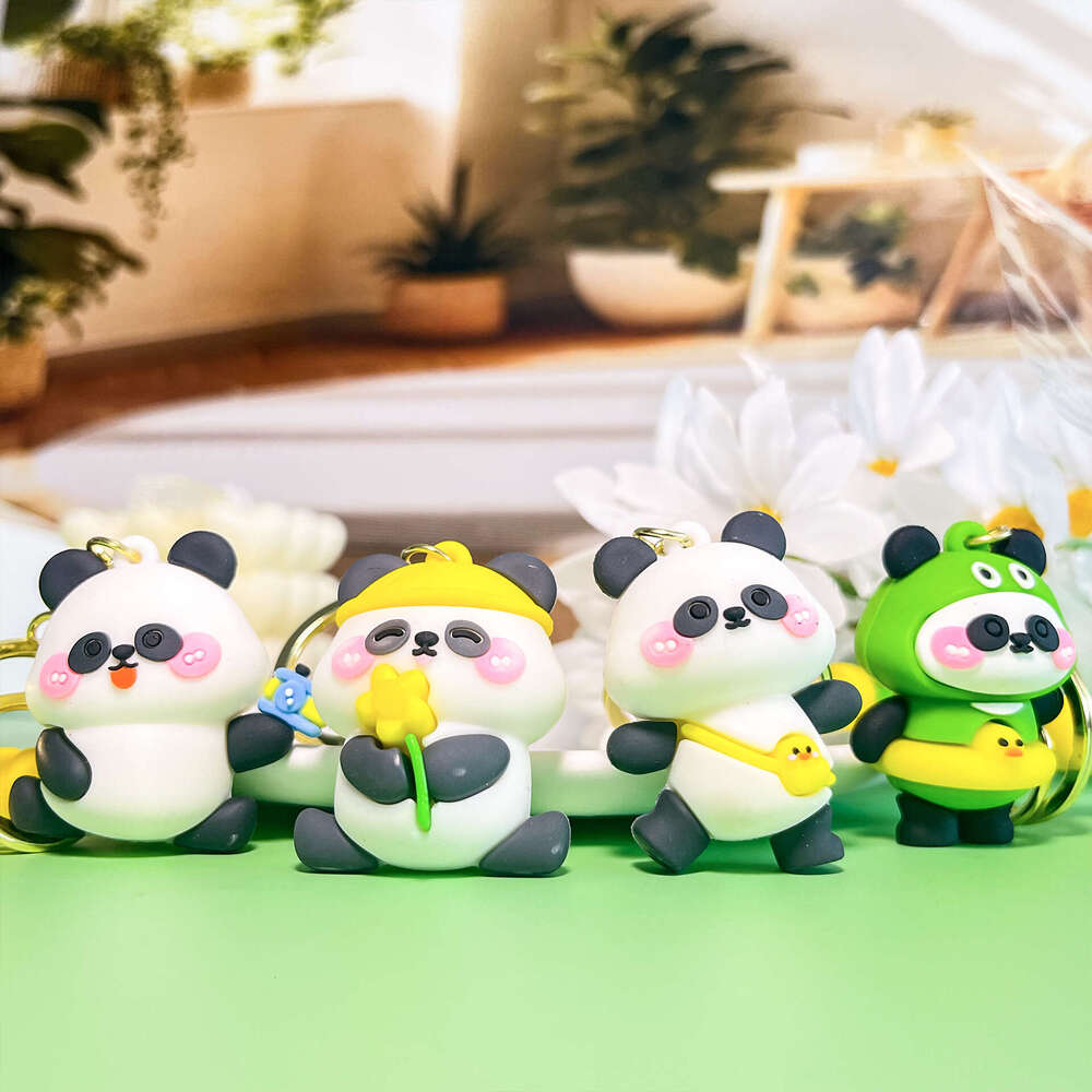Baozhu Little Panda Car Pendant Doll PVC Keychain Hanging Decoration Key Ring Wholesale Cute Fun S260126