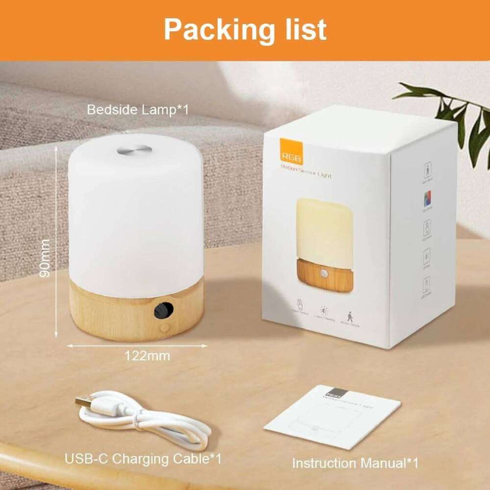 1pc LED Bedside Touch Dimmable USB Rechargeable with 9 RGB Colours 3 Modes Table Lamp Wireless Night Light Z260127