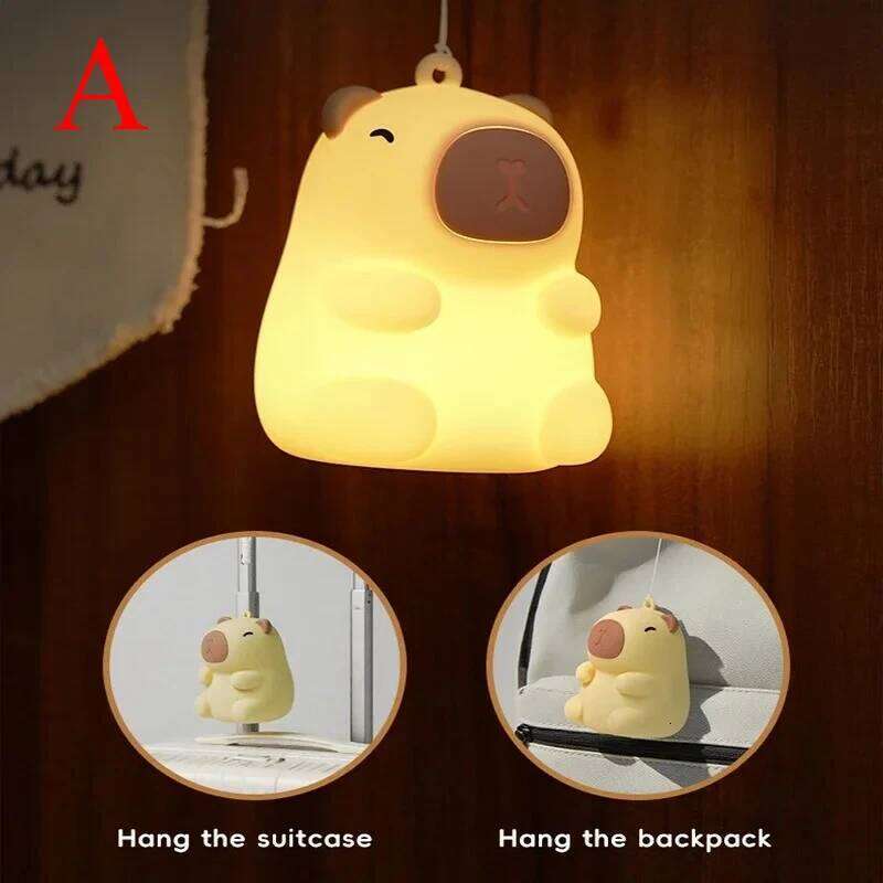 Capybara Night Light Soft Silicone Lamp Touch Sensor USB Rechargeable Bedside Decor Nursery Kids New Year Gift 4 Styles Optional Z260127