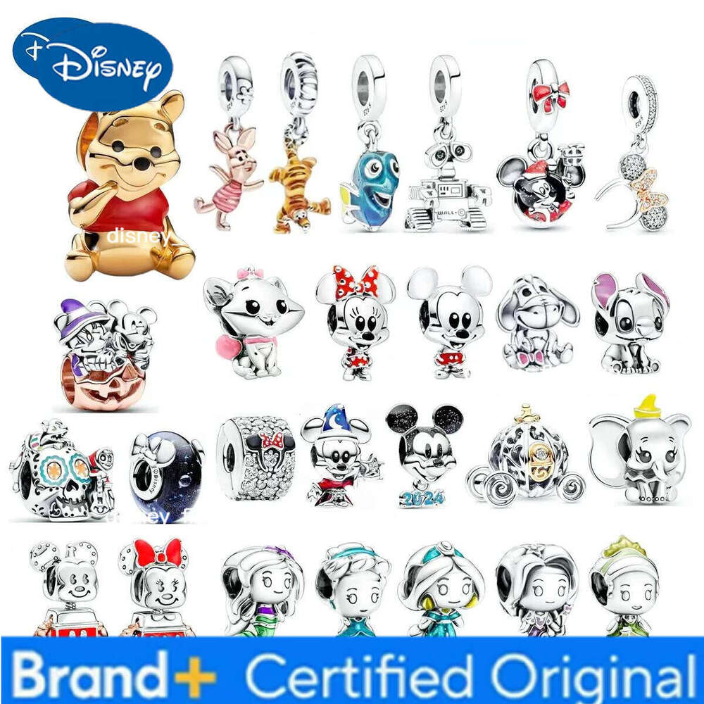 Disney 925 Silver DIY Beads Jewelry Charms Bracelet Mickey Minnie Princess Pumpkin Stitch Spiderman Marvel Twinkle Pandora Cute Disney XJ260127