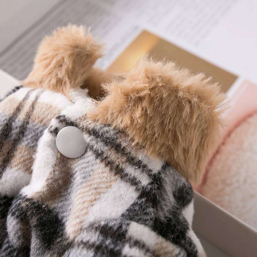 Autumn with D-Ring Warm Plaids Jacket The Dog Face Small Dogs Cat Pet Clothes Winter Coat XJ260127