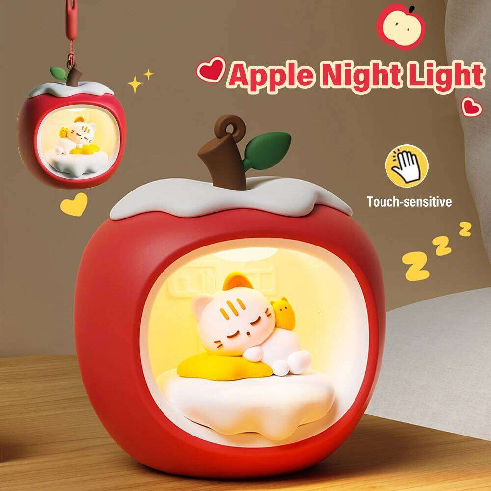 Apple-shaped Smart Touch Night Light Desktop Decor, Ambient Indoor Lighting Requires 3 AAA batteries for operation Z260127