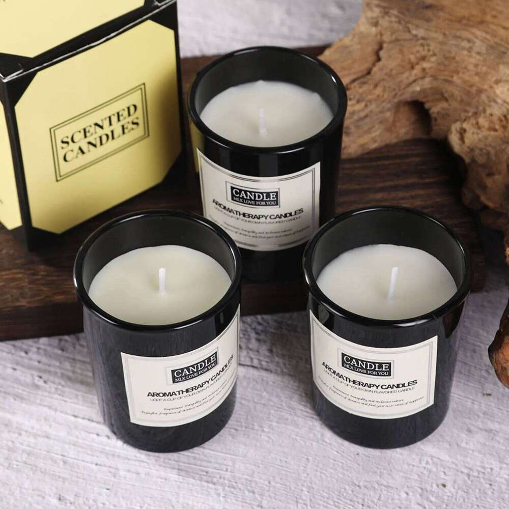 1pc Matte Black Glass Cup - Smokeless Scented Aromatic, Trendy Home Office Decor Cozy Essential Candle Y260127