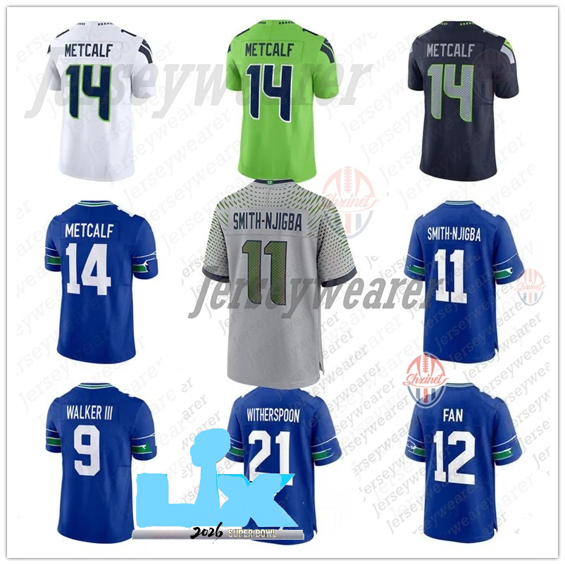 2026 Super Bowl LX Seattle Football Jerseys 2 Team Child Women Mens 14 Sam Darnold 9 Kenneth Walker III Zach Charbonnet George Holani Jaxon Smith-Njig