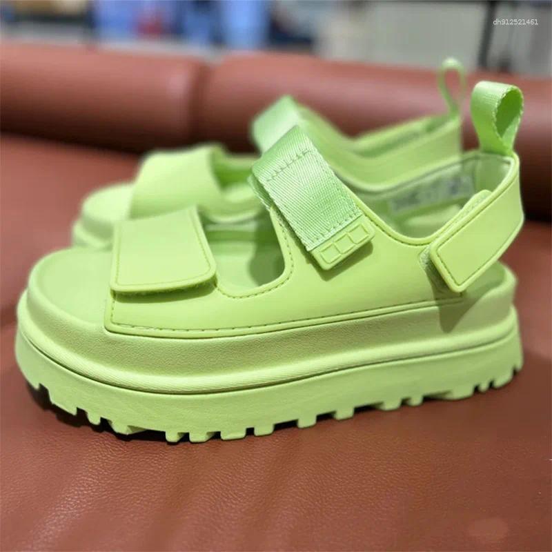 Sandals Rose Pink Thick-soled Summer Women Casual Breathable Comfortable Open-toed Viscose Buckle Luxury