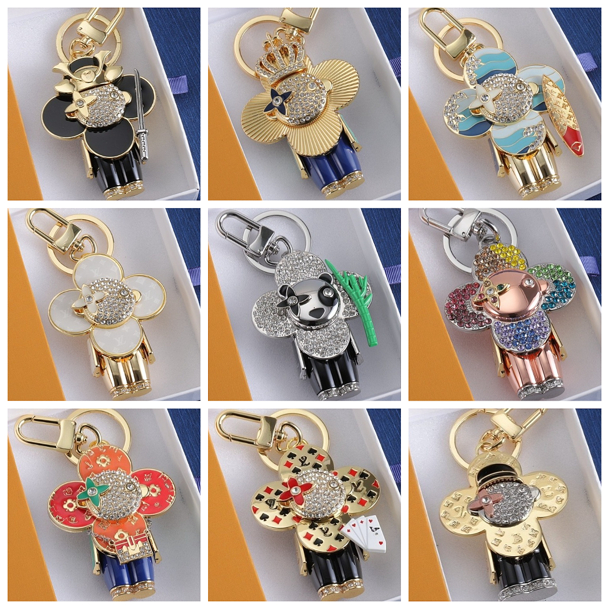 Top Quality Luxury Keychains Fashion Bag Charm Pendant Keyrings Designer Car Key Holder Mens Womens Lovers Metal Key Chain Diamonds Sparkle with Logo