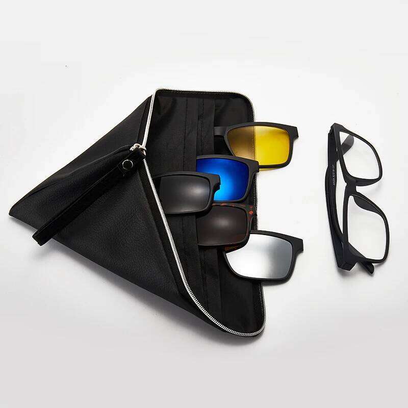 6 In 1 Men Women Polarized Optical Magnetic Magnet Sunglasses Clip on Sun Glasses Frame And Bag Z260127