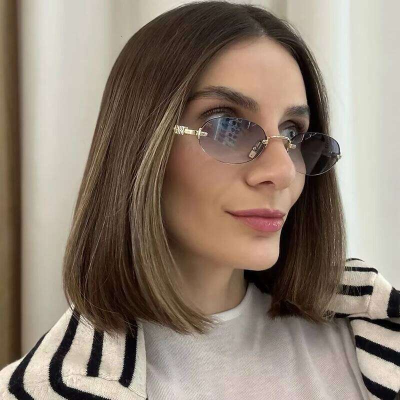 Frameless Oval Personality Luxury Brand Ins Style Summer Sun Protection High-End Fashion Sunglasses UV400 Z260127