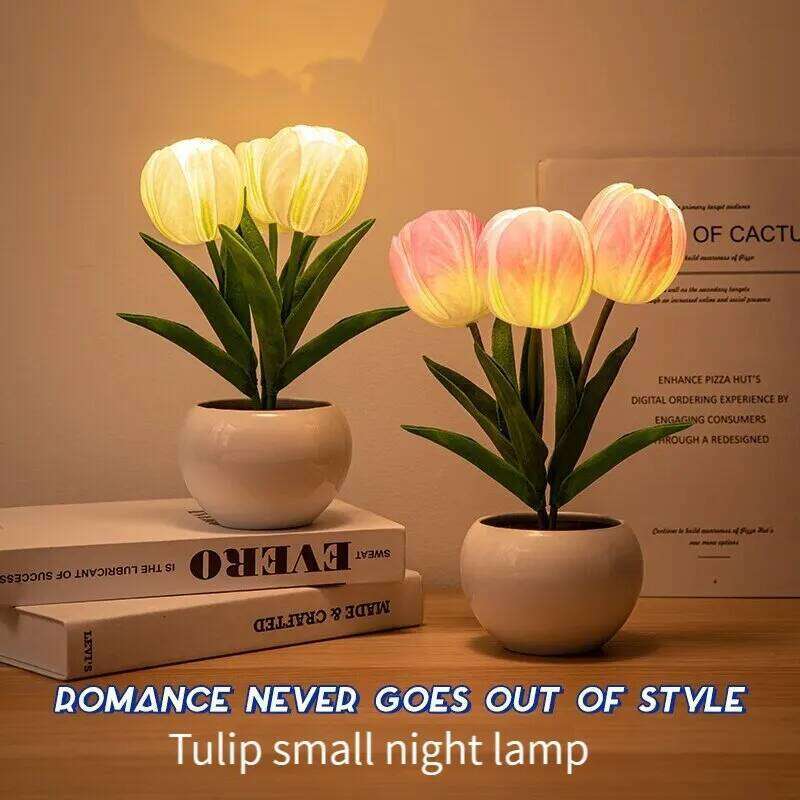 Tulip Table LED Lamp Simulation Flower Bouquet Bedroom Bedside Romantic Atmosphere Birthday Gift Home Decoration Z260127
