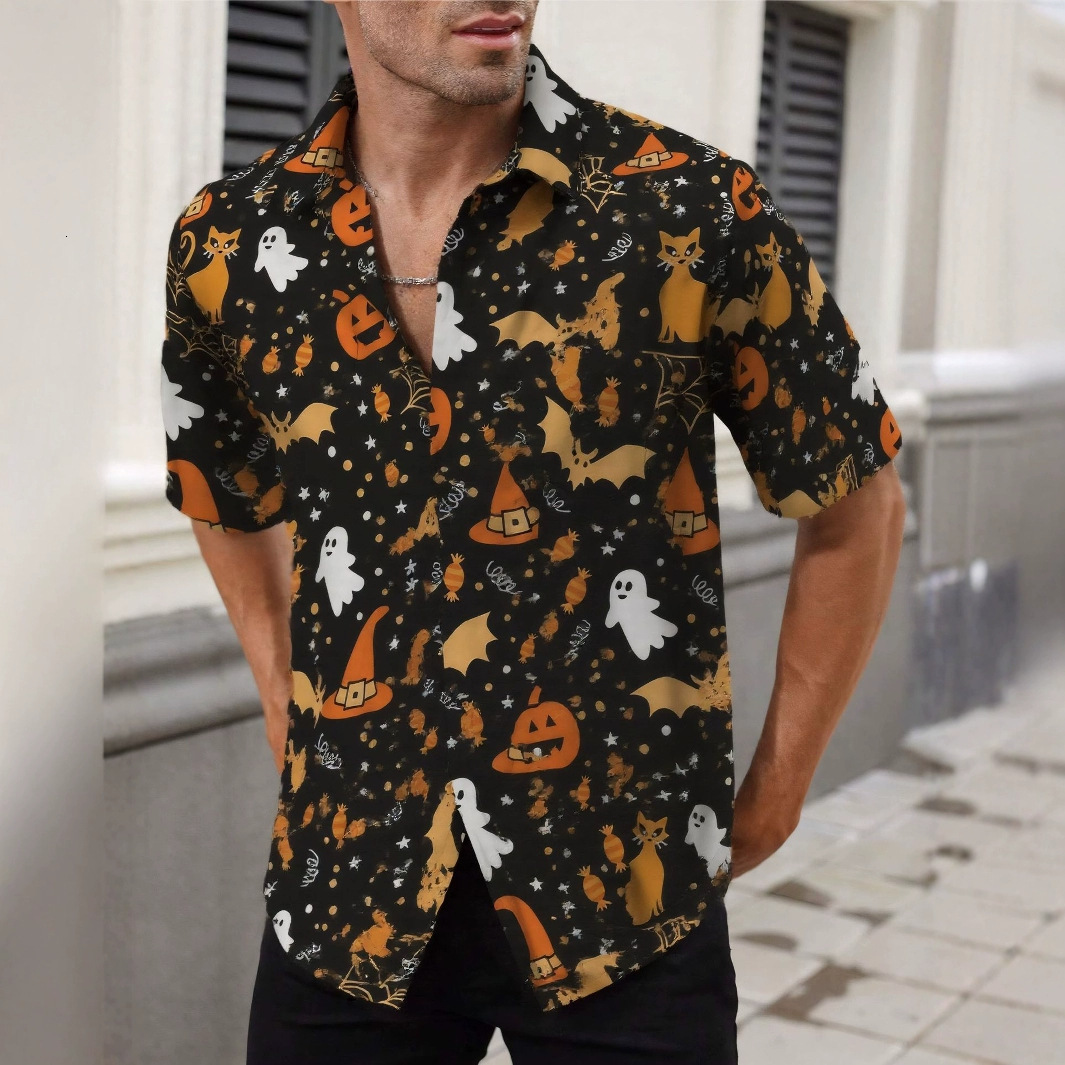2025 Mens 3D Printed Short Sleeve Shirt Summer Vacation Hawaiian Casual Turn-Down Collar Mens Shirt
