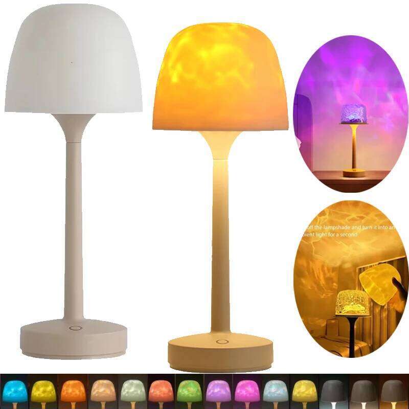 Mushroom Table with Water Ripple Projection Atmosphere Lights Hotel Bar Bedroom Living Room Desk Lamp Decorative Lighting Z260127