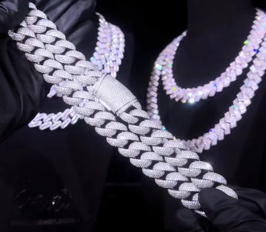 UWIN 20mm Miami 3 Rows Prong Cuban Chain Necklace Micro Pave Iced Out Round Cubic Zirconia Link Fashion Hip Hop Jewelry for Gift