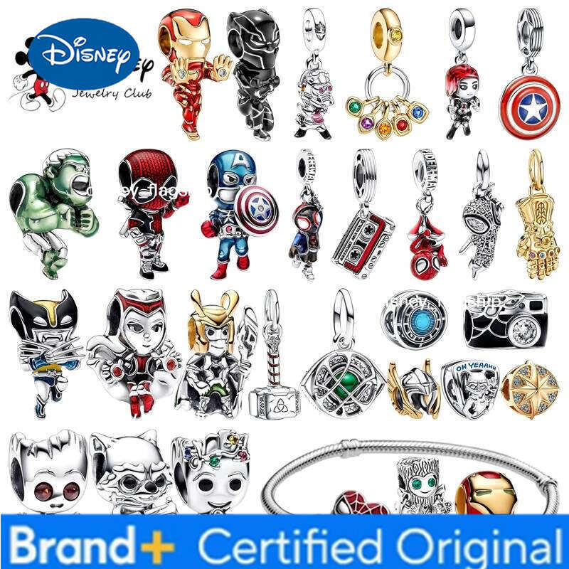Disney Disney Charms Marvel Spider-Man Iron Man Hulk Scarlet Witch Captain America Beads Fit Original Bracelets DIY Jewelry Gift XJ260127