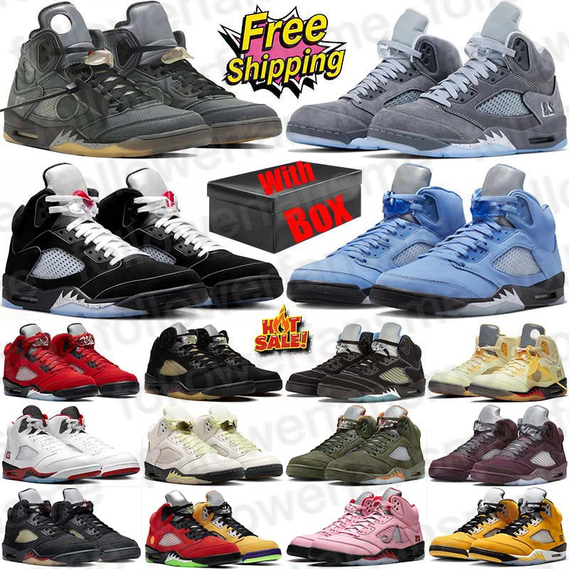 Free Shipping With Box Designer Basketball 5 5s Shoes matalic sneakers jordan5smen Black Metallic mens Wolf Grey off Racer Blue jordan5men Casual trainers