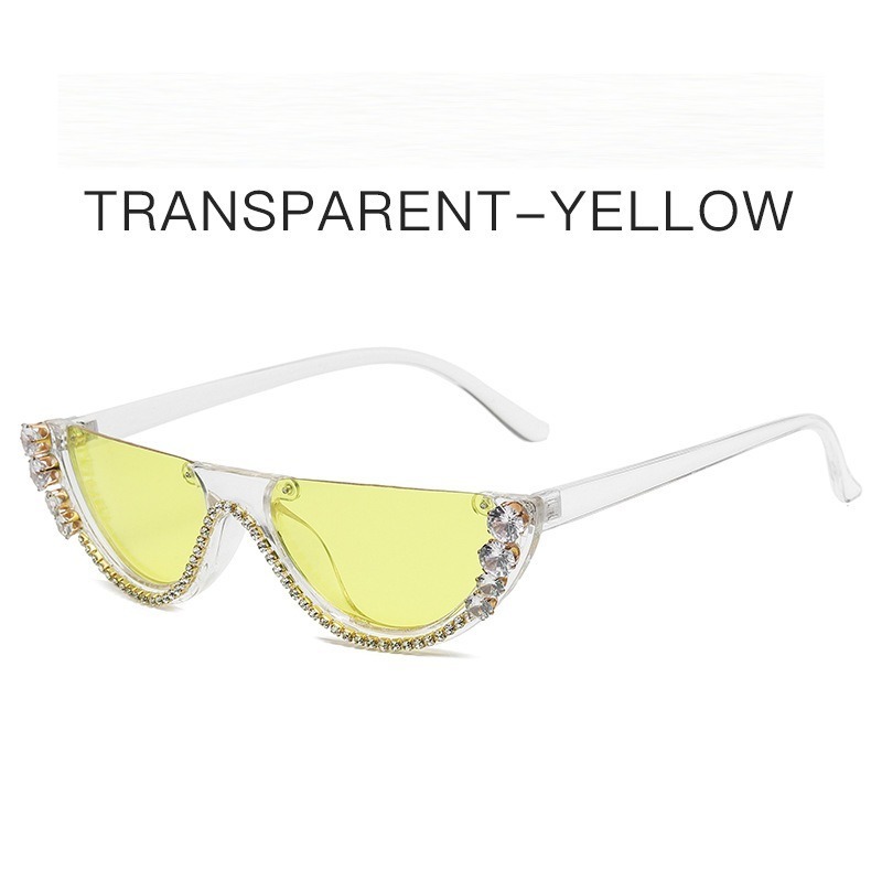 Rhinestone Cat Eye Sunglasses for Women Half Frame Birthday Gift UV Protection Trendy Streetwear Sun Glasses
