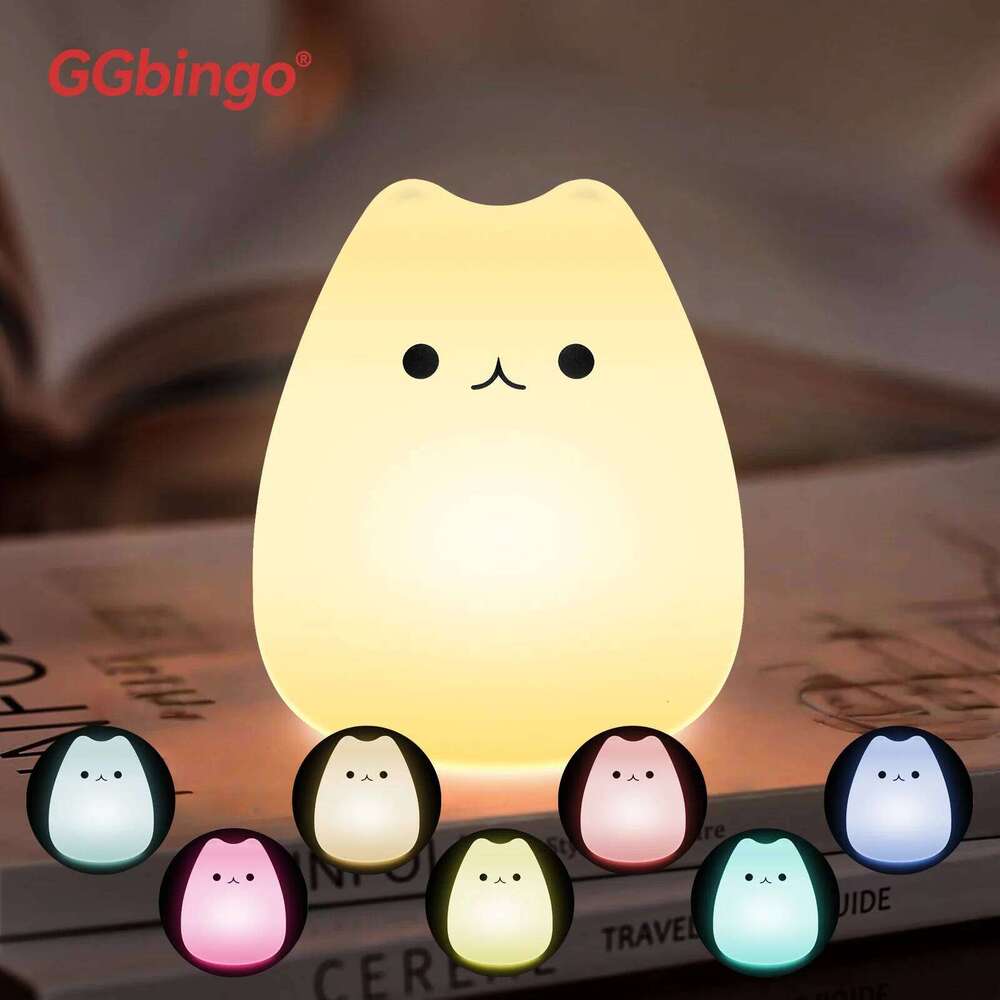 Cute Cartoon Silicone LED Night Light for Kids USB Rechargeable Touch Sensor RGB Table Lamp Soft Bedside Lighting Bedroom Z260127