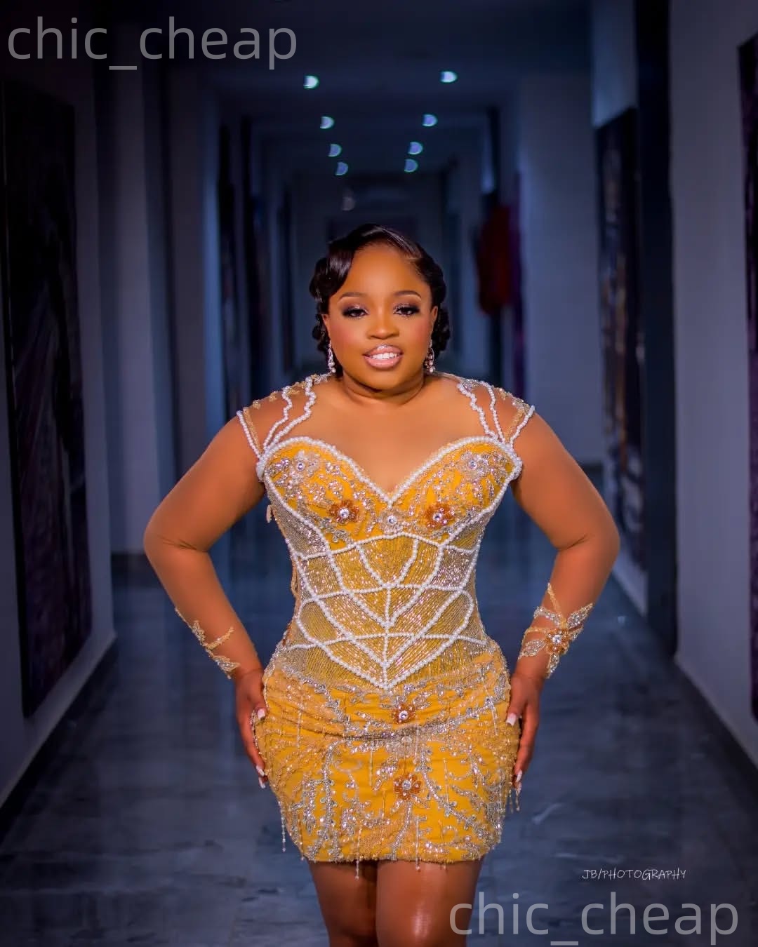 Chic Yellow Sheath 2026 Cocktail Dress Pearls Crystals Beaded Sheer Neck Short Mini Graduation Homecoming Dresses For Special Occasions Sweetheart Gow