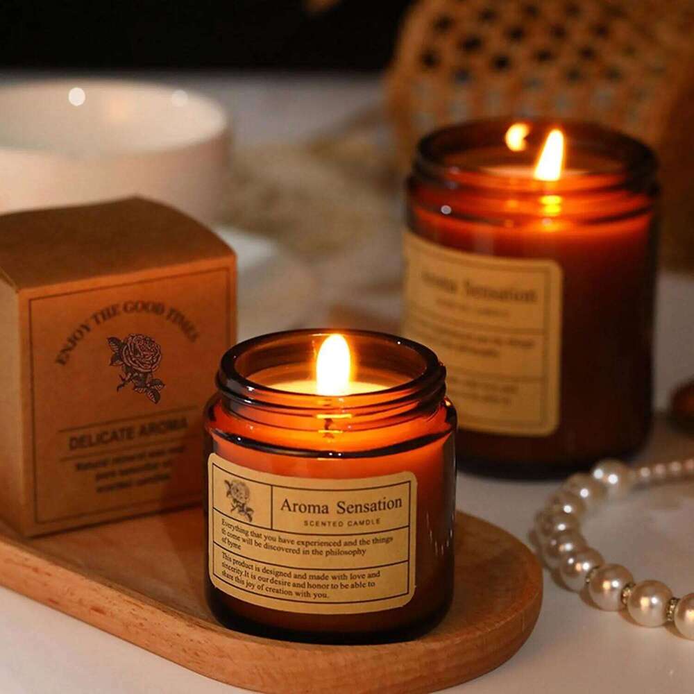 Small cup,Brown cup smokeless romantic fragrance jar scented candles, glass candle cups Y260127