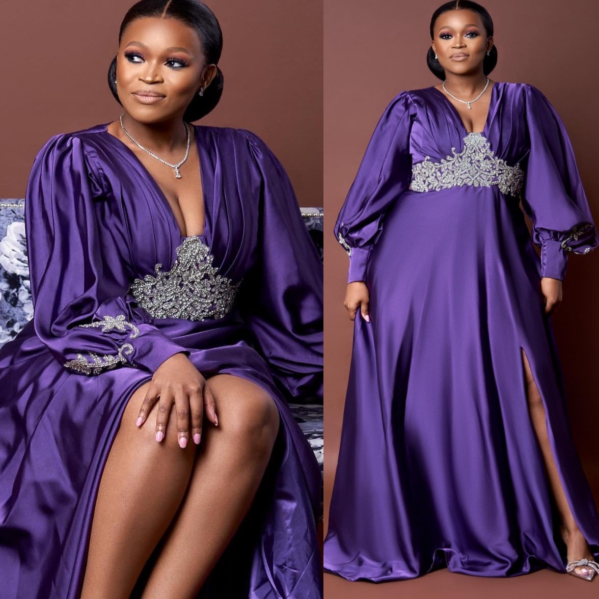 2026 Plus Size Purple A-line Mother Of Bride Dresses V-neck Applique Satin Evening Party Mama's Dress Vintage 50's Birthday Wedding Guest Gr