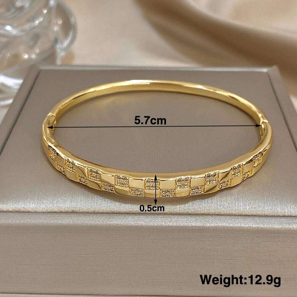 Stylish Zircon Square Patchwork Cuff Bracelets for Women Fashion Gold Plated Copper Stacking Bangle Bracelet Charm Jewelry Gifts XJ260127