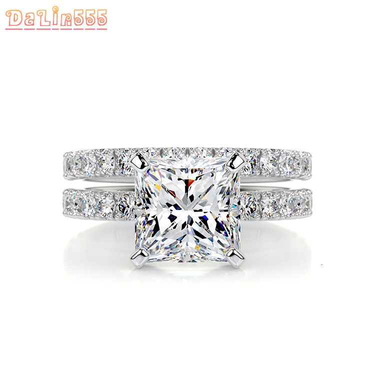 SGARIT Moissanite Jewelry 10K Gold GRA 2CT Princess Cut Moissanite Ring Set Engagement Moissanite Diamond Bridal Ring Set