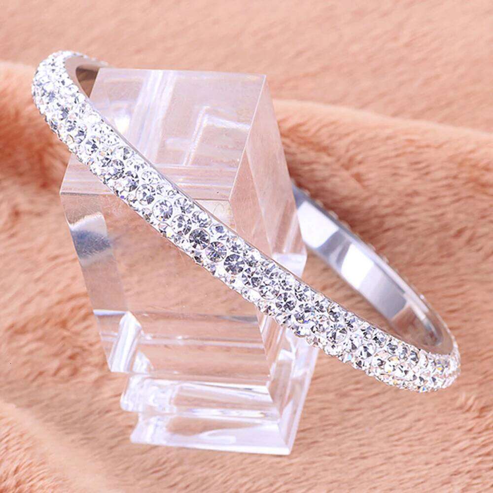 Fashion Three Row Crystal Pave Bangles For Women High Quality Stainless Steel Jewelry Wholesale Bracelet Bangle XJ260127