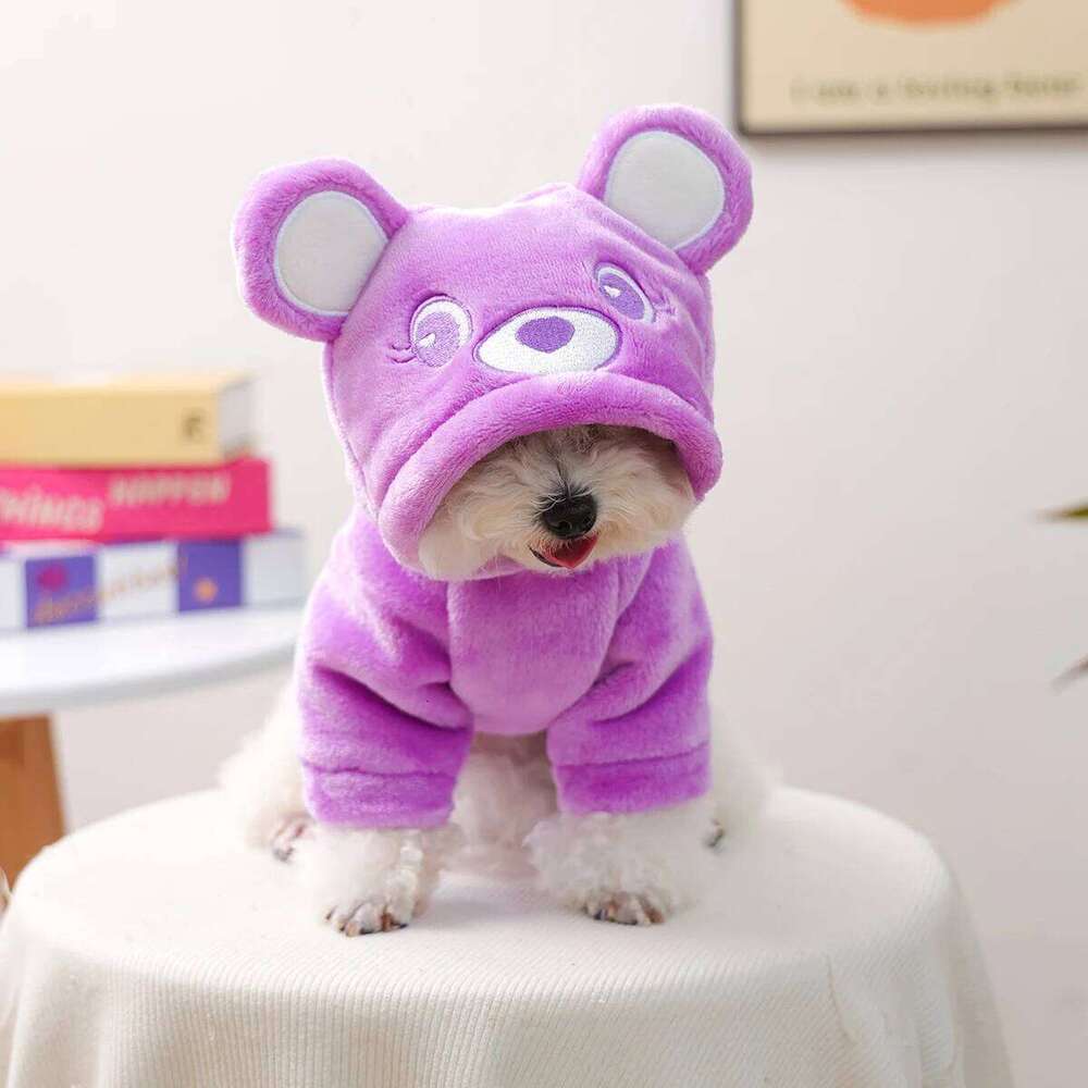 Clothes Autumn and Cute Purple Bear Sweater Winter Thickened Warm Hoodie Cat Wear Happy Dog Stuff XJ260127