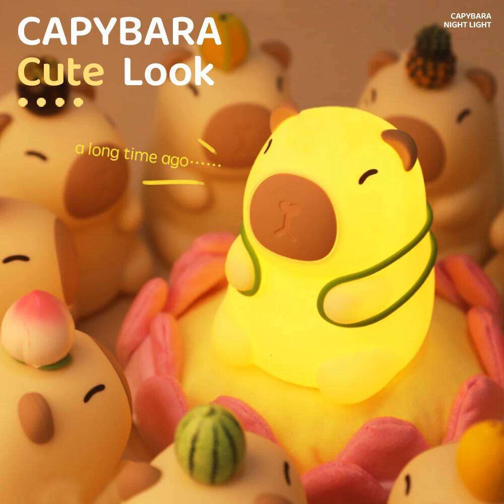 Capybara Cute Night Light Silicone 7 Colors Dimming Nursery Bedroom light for Kids USB Rechargeable Touch Lamp Decor Gift Z260127