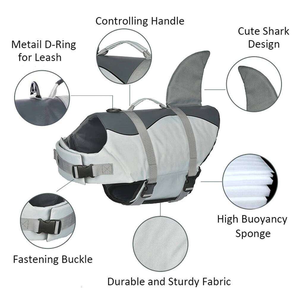 Lifevest Super Buoyancy Mermaid Shark Dog Life Jacket for Small Large Dogs Reflective Safe Puppy Swimsuit with Handle XJ260127