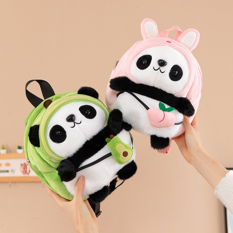New Plush Toy Handsome Children's Panda Doll Avocado Strawberry Backpack Wholesale