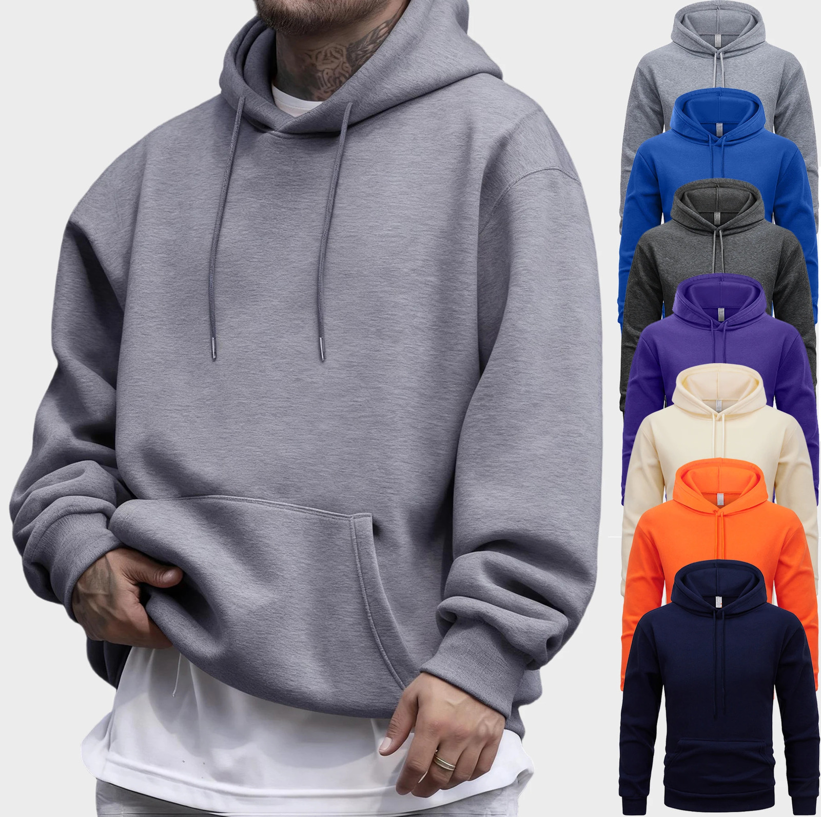 AutumnSolid Sweatshirts Unisex Street Comfy Sportswears Fleece Soft Hoodie Mans Fashion Warm Streetwear Casual Jogging Clothes 260127