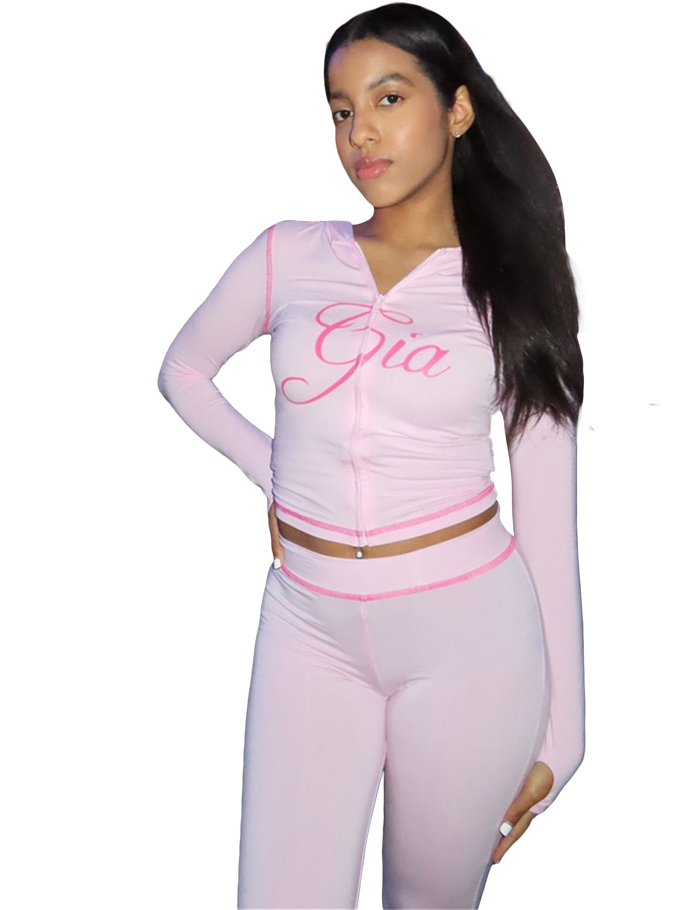 i am pants womens tracksuit piece set designer sports suit for women flared zipup long sleeve high quality spring top low waist micro social outfits f