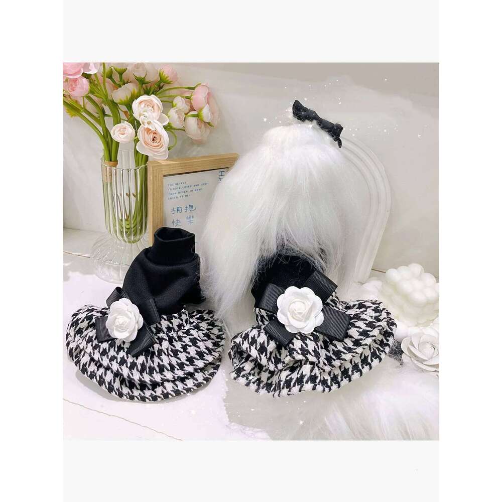 Classic Camellia Pet Coat Luxurious Brand Warm Dog Dress