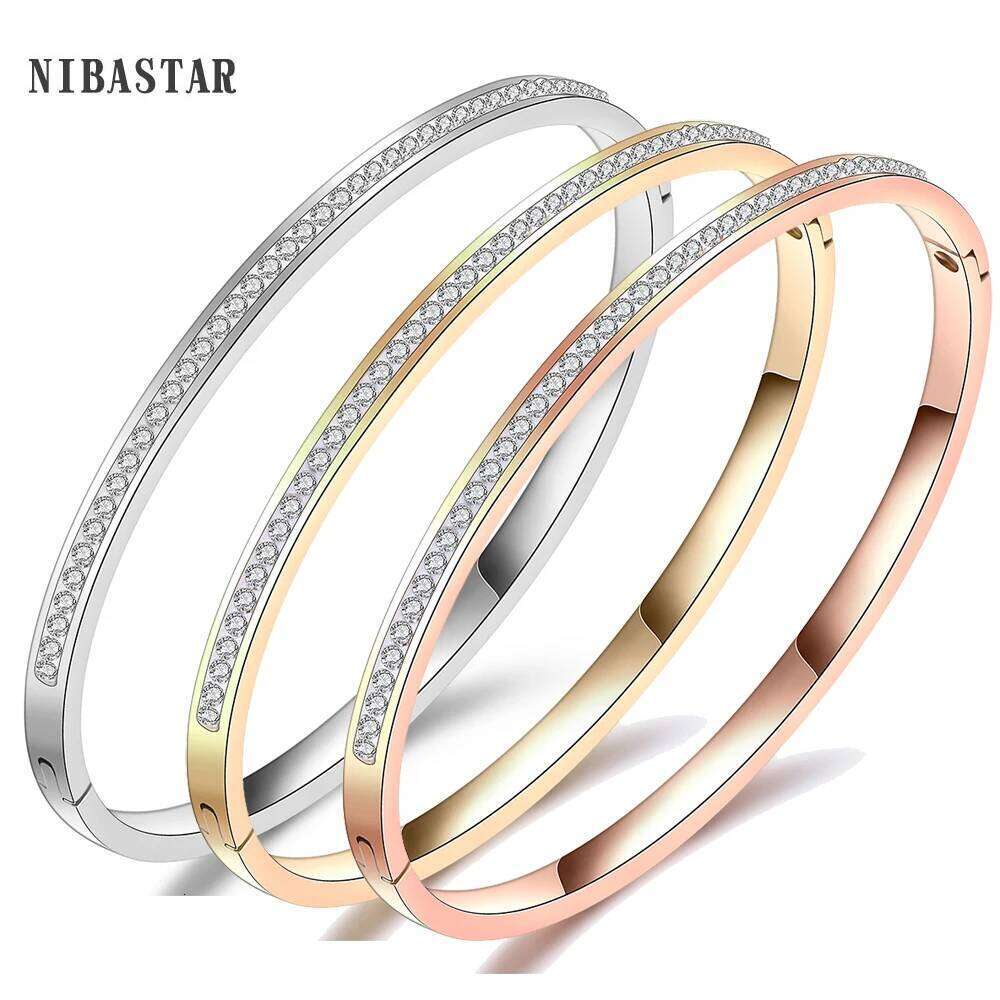 New 4MM18K gold three-color single-row terracoclay diamond-encrusted personalized bracelet XJ260127