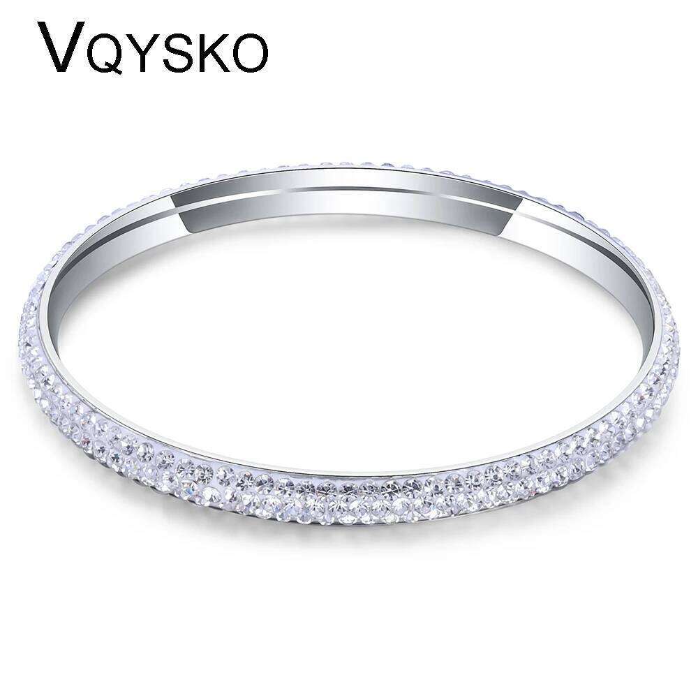 Fashion Three Row Crystal Pave Bangles For Women High Quality Stainless Steel Jewelry Wholesale Bracelet Bangle XJ260127