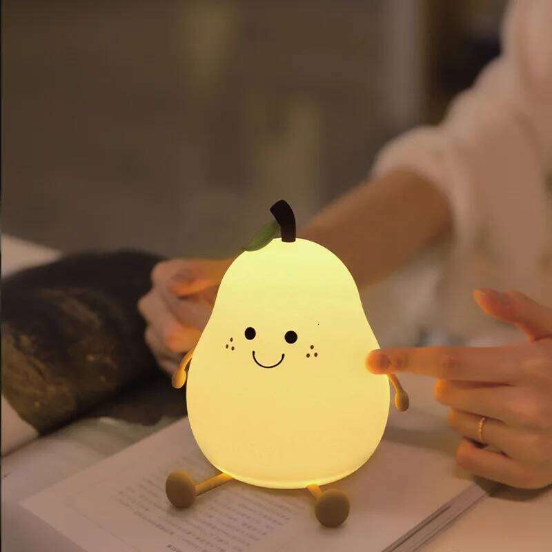 Creative Cute LED Pear Night USB Rechargeable Dimming Touch Silicone Table Lamp Bedroom Decoration Couple Gift Boby Light Z260127