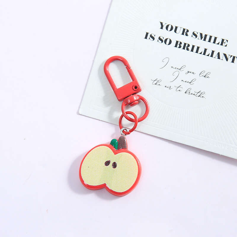 Creative Cute Sliced Apple Cartoon Fun Food Keychain Ring for Men and Women Bag Accessories Pendant Material Wholesale S260126