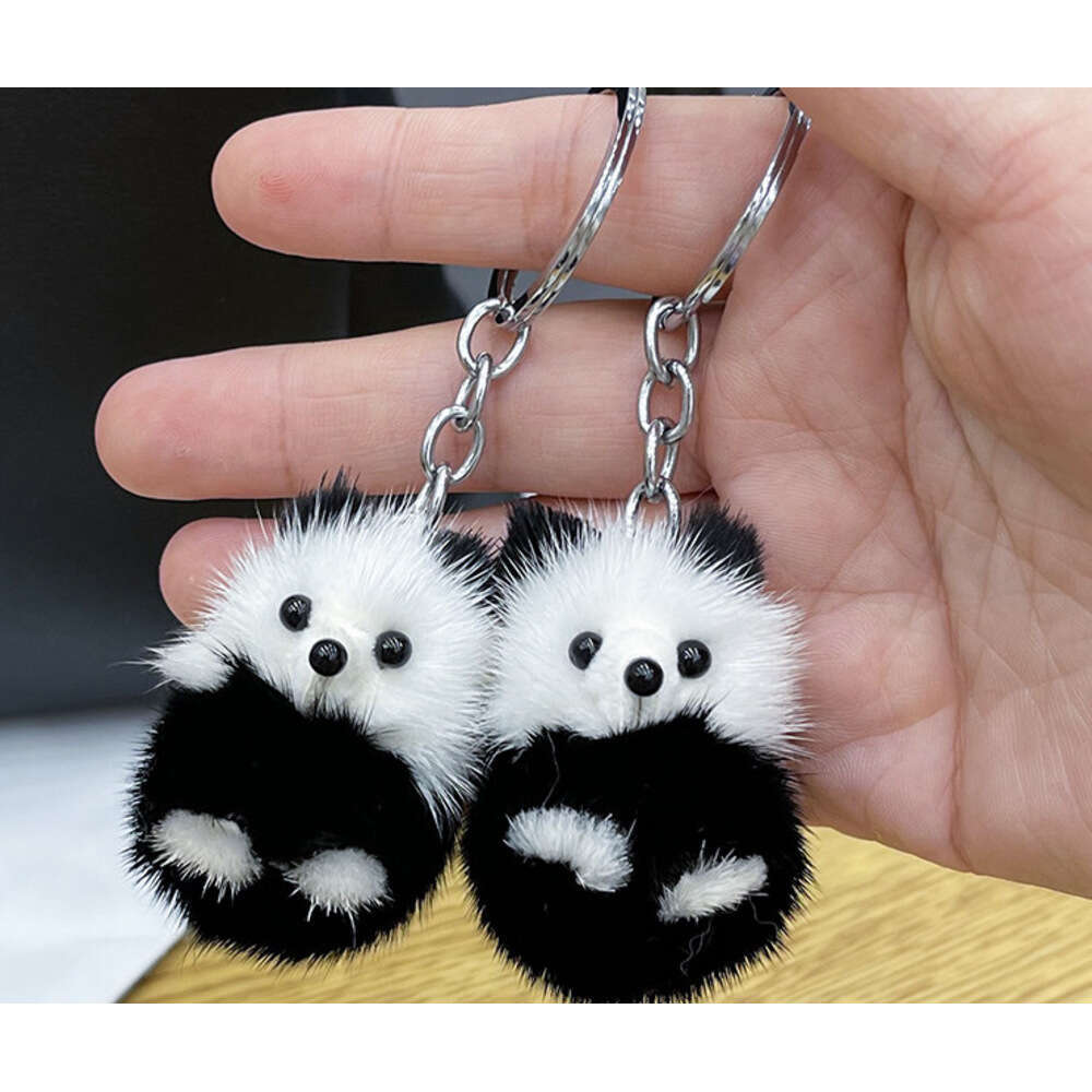 Cute and Adorable Mink Mini Fur Panda Pendant Bag Phone Charm Car Keychain Accessory S260126 5c0